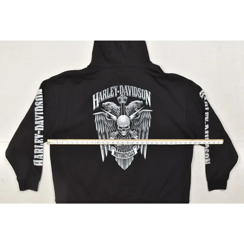 Harley-Davidson Hoodie Men 3XL Black Oconomowoc WI Graphic Sweater Bravado NEW